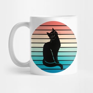 Black cat watching sunset Mug